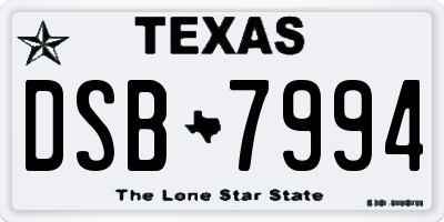 TX license plate DSB7994