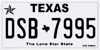TX license plate DSB7995