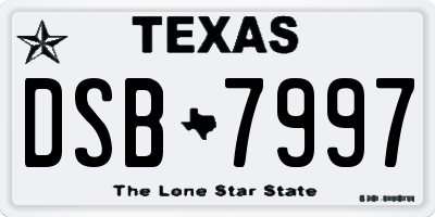 TX license plate DSB7997