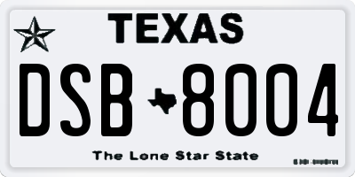 TX license plate DSB8004