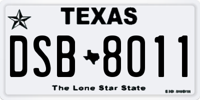 TX license plate DSB8011