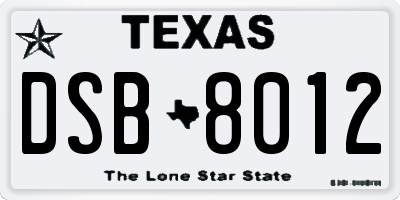 TX license plate DSB8012
