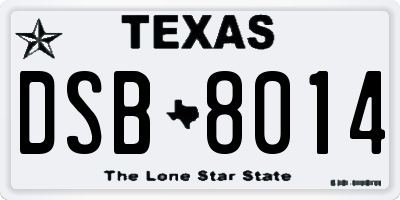 TX license plate DSB8014