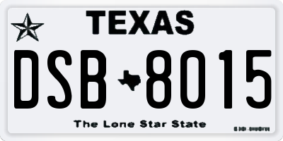 TX license plate DSB8015
