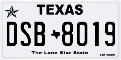 TX license plate DSB8019