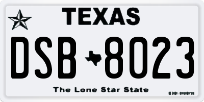 TX license plate DSB8023