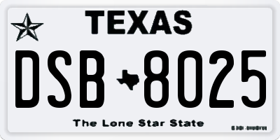 TX license plate DSB8025