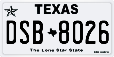 TX license plate DSB8026