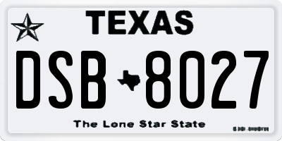 TX license plate DSB8027