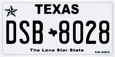 TX license plate DSB8028