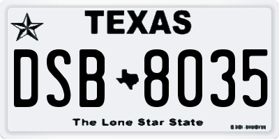 TX license plate DSB8035