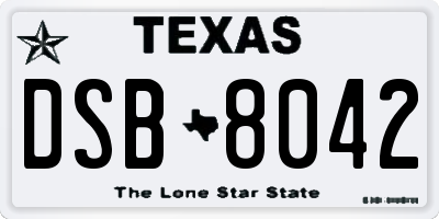 TX license plate DSB8042