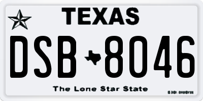 TX license plate DSB8046