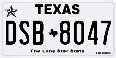 TX license plate DSB8047