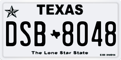 TX license plate DSB8048