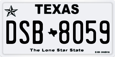 TX license plate DSB8059