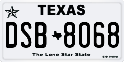 TX license plate DSB8068