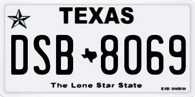 TX license plate DSB8069