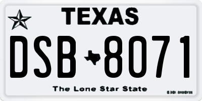 TX license plate DSB8071