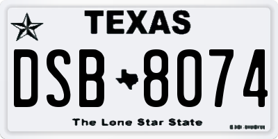 TX license plate DSB8074