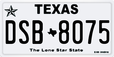 TX license plate DSB8075