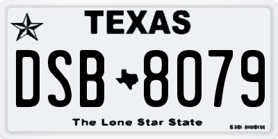 TX license plate DSB8079