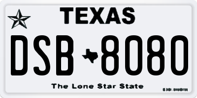 TX license plate DSB8080