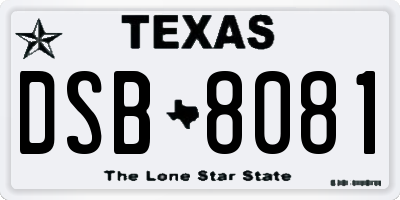 TX license plate DSB8081