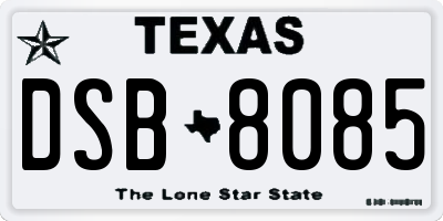 TX license plate DSB8085