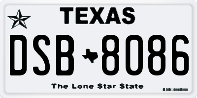 TX license plate DSB8086