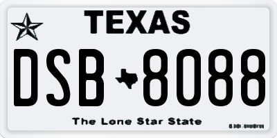 TX license plate DSB8088