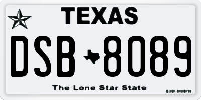 TX license plate DSB8089
