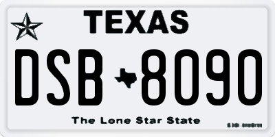 TX license plate DSB8090