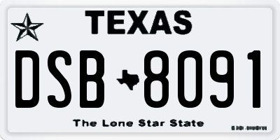 TX license plate DSB8091