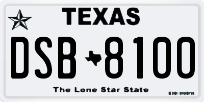 TX license plate DSB8100