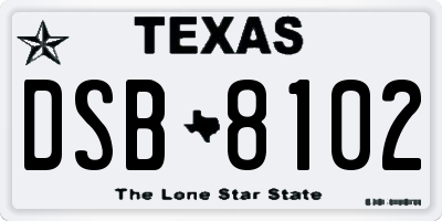 TX license plate DSB8102