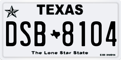 TX license plate DSB8104