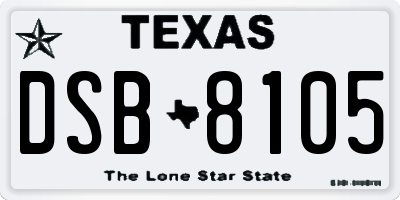 TX license plate DSB8105