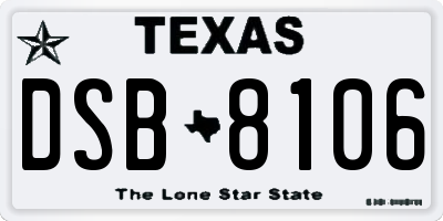 TX license plate DSB8106