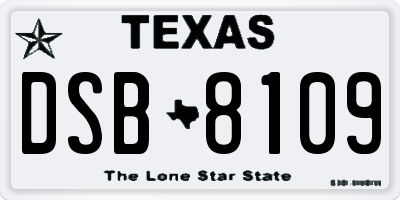 TX license plate DSB8109
