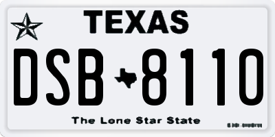 TX license plate DSB8110
