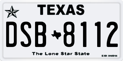 TX license plate DSB8112