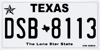 TX license plate DSB8113