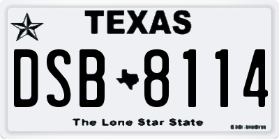 TX license plate DSB8114