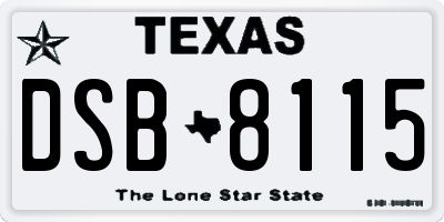 TX license plate DSB8115