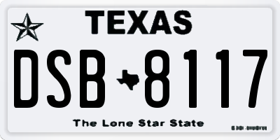 TX license plate DSB8117