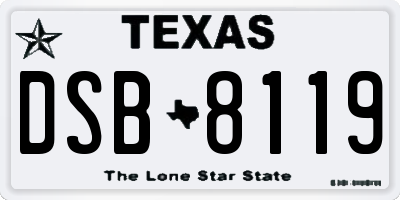 TX license plate DSB8119