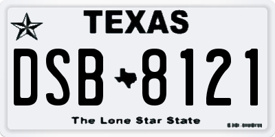 TX license plate DSB8121