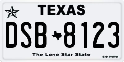 TX license plate DSB8123
