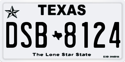 TX license plate DSB8124
